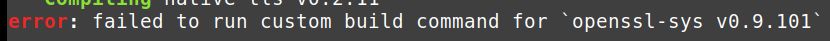 Nachricht im Terminal: "error: failed to run custom build command for `openssl-sys v0.9.101`"
