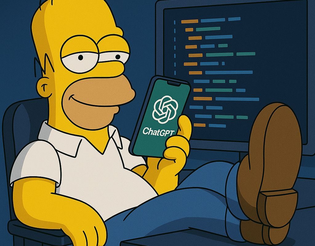 Homer Simpson als Softwareentwickler in einem Zukunftsszenario