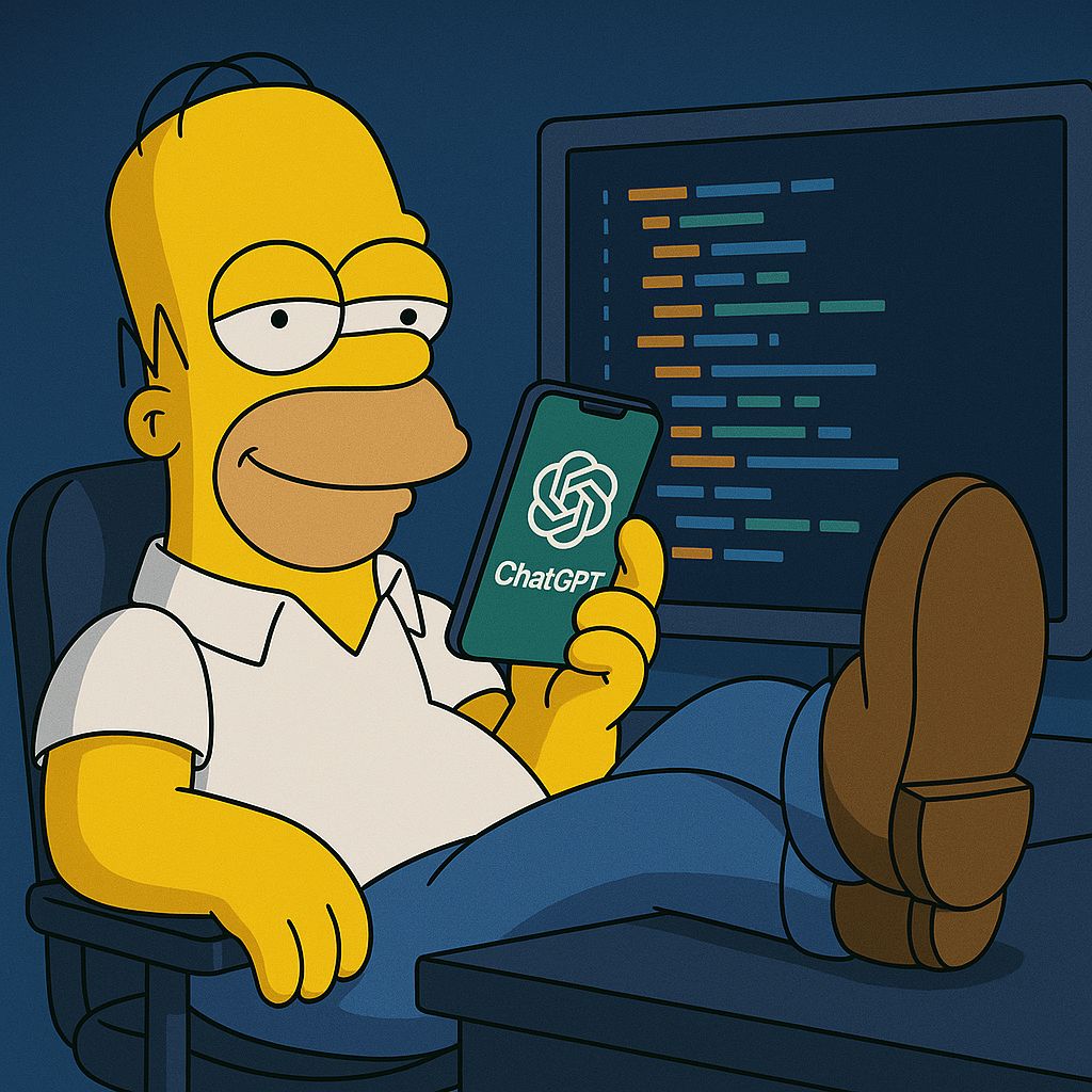Homer Simpson als Softwareentwickler in einem Zukunftsszenario