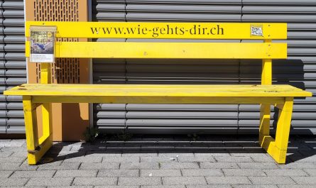 Bänkli der Kampagne „Wie geht’s dir?“ der Schweizerischen Stiftung Pro Mente Sana und der Deutschschweizer Kantone