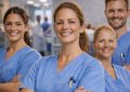 Das Bild zeigt ein Team von stolzen Pflegefachpersonen.