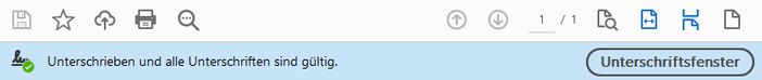 Acrobat Reader zeigt bei digital signierten Dokumenten die Gültigkeit der Signatur an