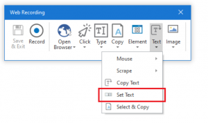 UiPath Webrecording Set Text