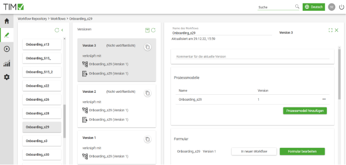 Workflow Versionen und Formulare