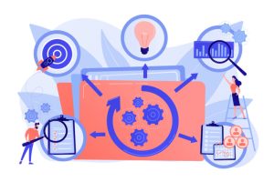 Illustrierte Grafik einer Workflow Engine (processmaker)