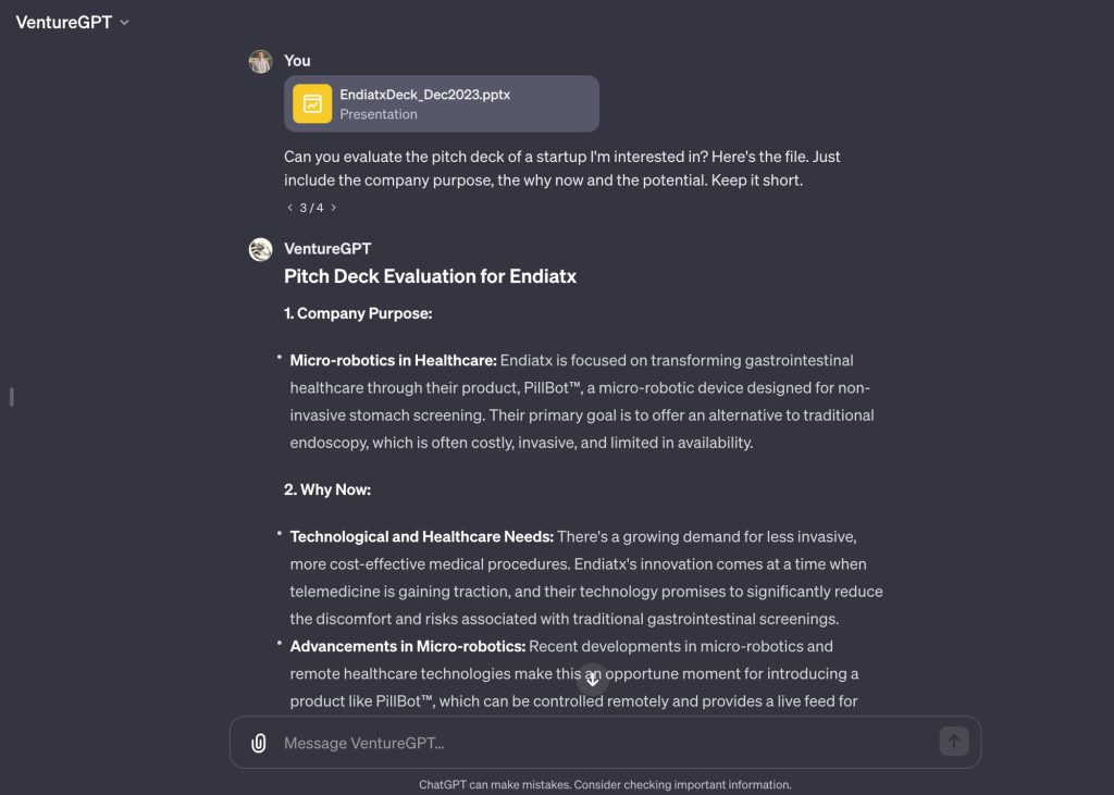 VentureGPT analysiert Pitch Deck