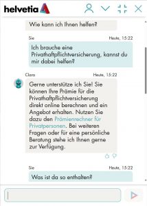 Beispiel-Screenshot | Helvetia Chatbot Clara