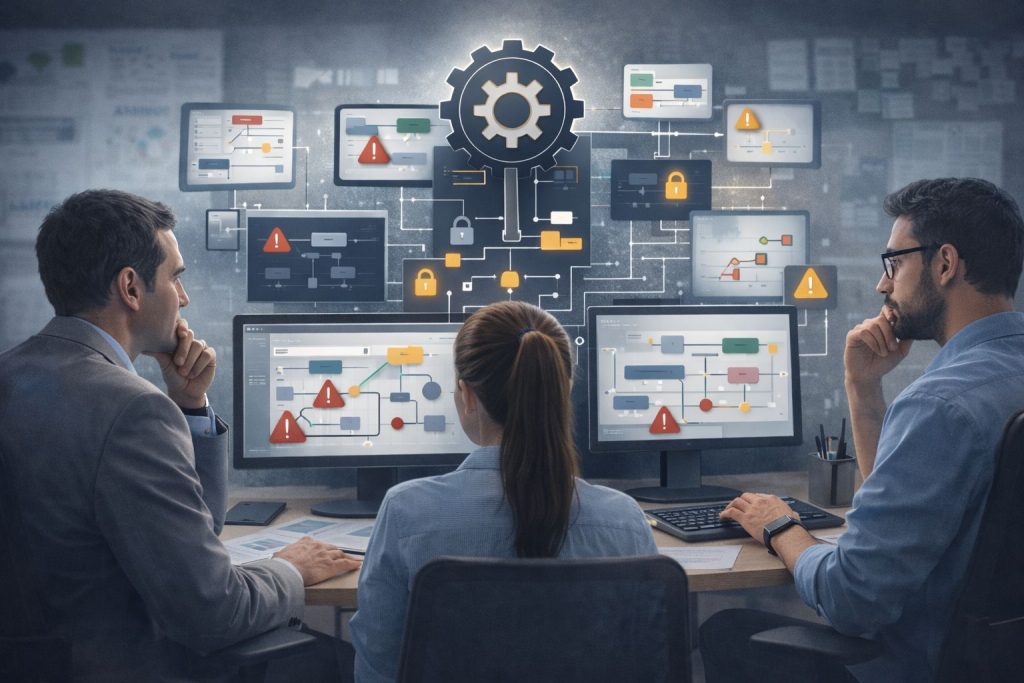 Zusammenarbeit von Fachbereichen und IT bei der Umsetzung von Low-Code-Geschäftsprozessen