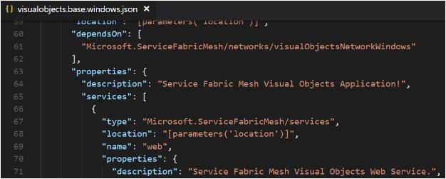 Beschreibung der Ressourcen einer Microsoft Azure Service Fabric Mesh Applikation.