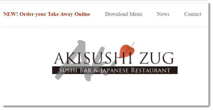 Homepage mit Link zur Bestellseite des Restaurants