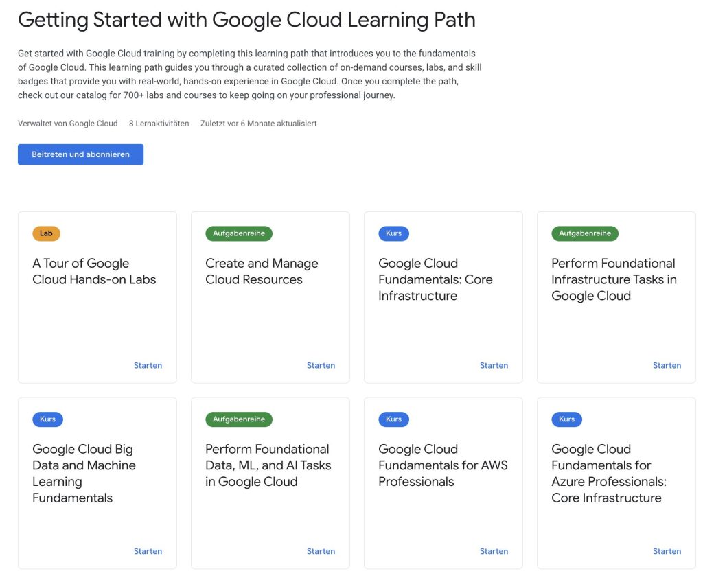 Google Cloud Skills Boost Lernpfad
