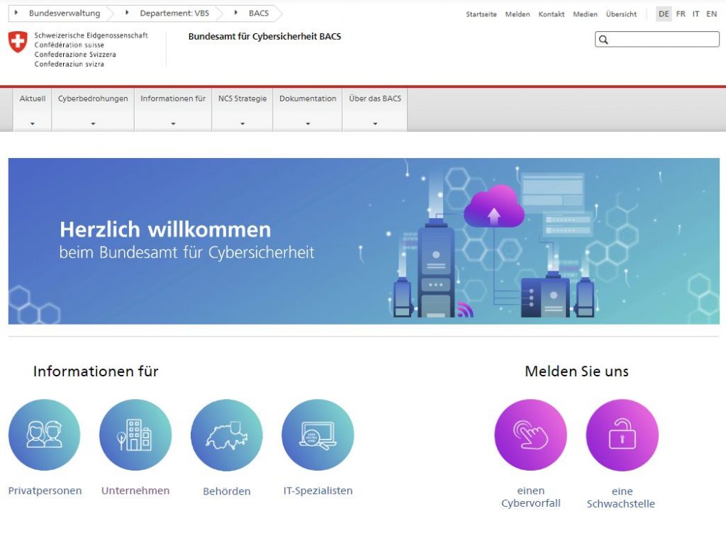 Das Bundesamt für Cybersicherheit (BACS) unterstützt Sie mit zahlreichen Ressourcen zum Thema Cybersicherheit.