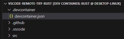 VS Code Explorer Ansicht mit DevContainer Konfigurationsdatei