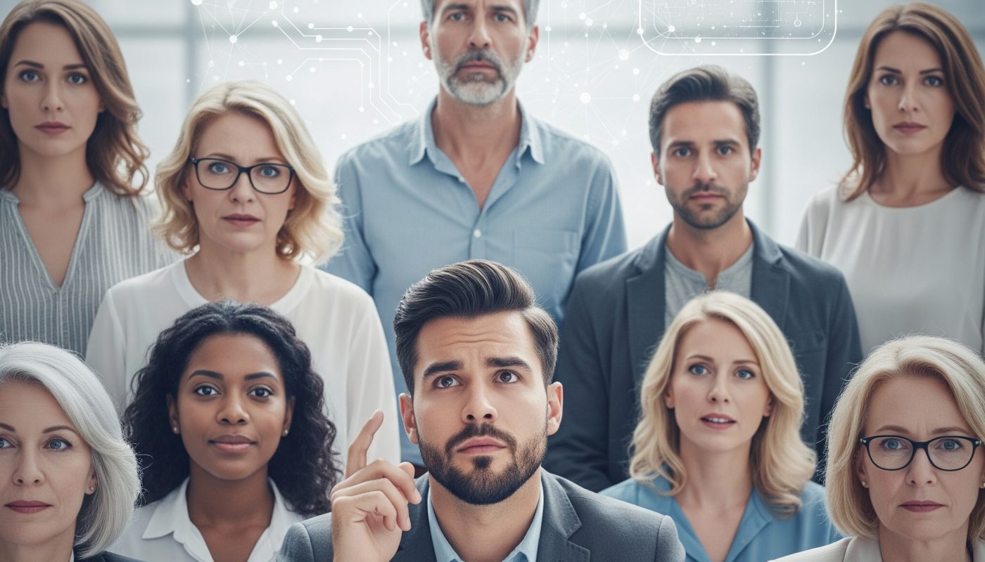 Viele Leute im Meeting, die nicht sprechen bis auf wenige.