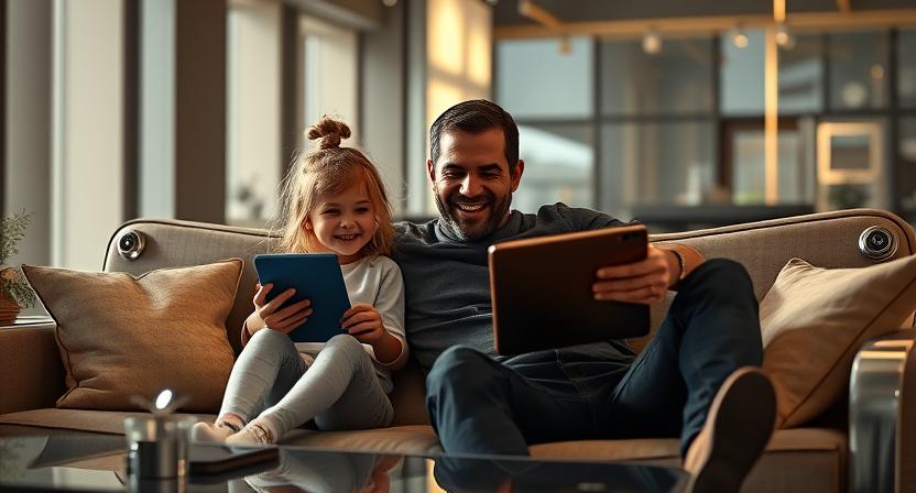 Das glückliche digitale Familienheim der Zukunft? (Bild AI-generiert mit deepai.org)
