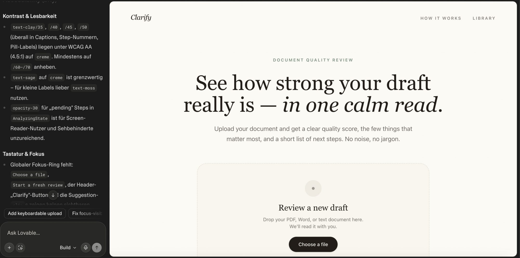 Screenshot: Beispielprompt im Tool Lovable