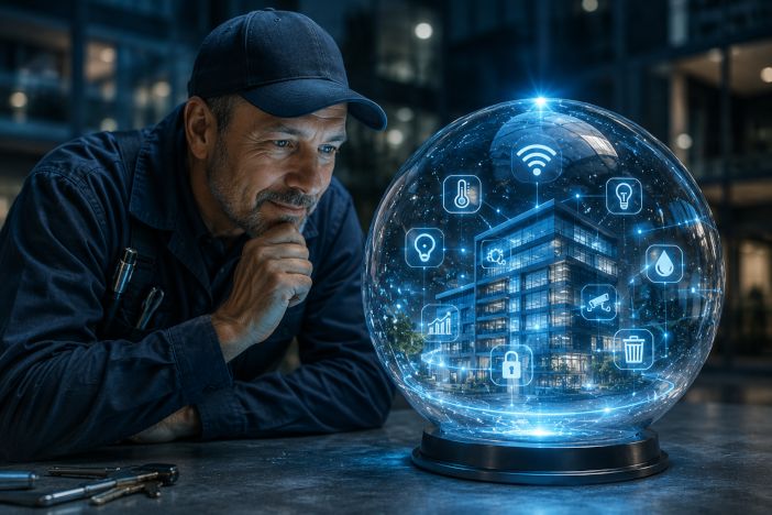 Hauswart schaut in die digitale Zukunft