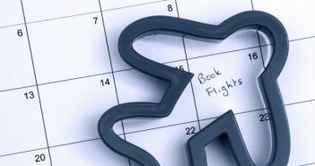 Plane form circling a text 'Book flights' on a calendar