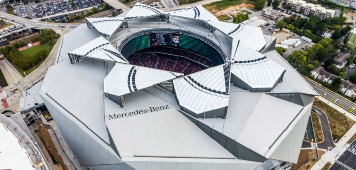 Mercedes-Benz Stadium in Atlanta, Georgia with retractable roof