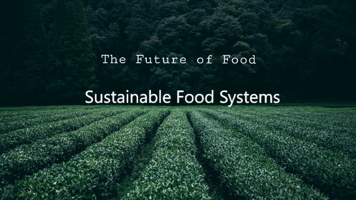 The Future of Food – Sustainable Food Systems