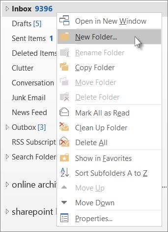 organise outlook folders