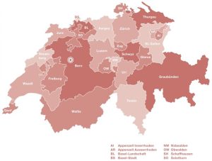 Cantones, distribución política Suiza