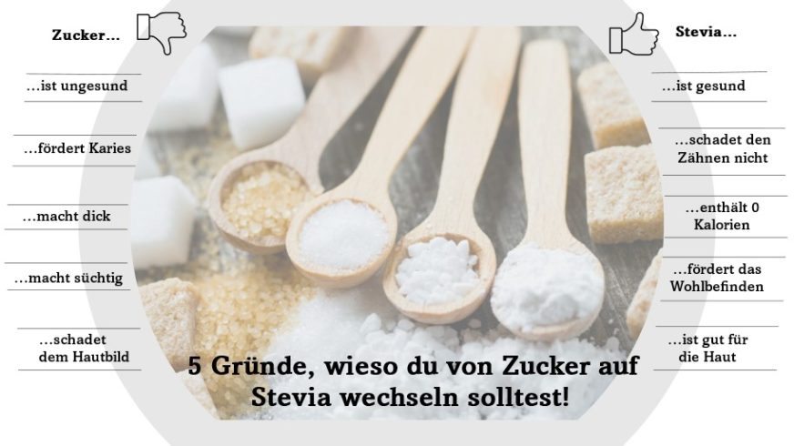 Nachteile Zucker, Vorteile Stevia, 5 Gründe, wieso du von Zucker auf Stevia wechseln solltest!
