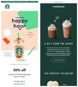 Email from Starbucks in green