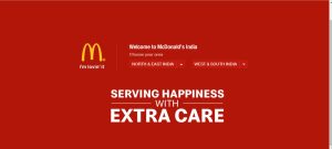 McDonald's website with a red background