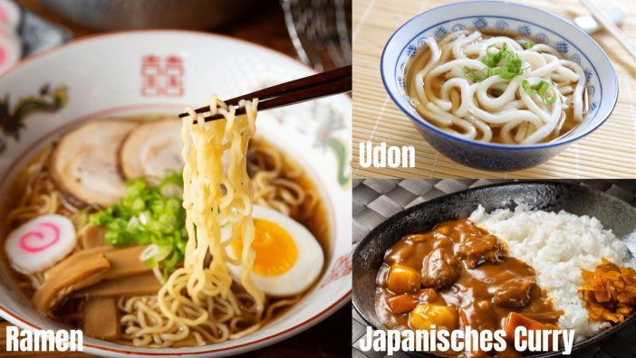 Ramen, Udon und Japanisches Curry eine grosse Mahlzeit