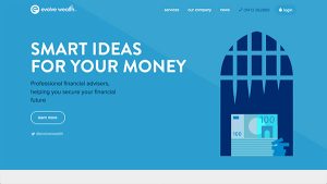 Website of a financial advisory company in blue