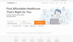 Website of a company for health care in white