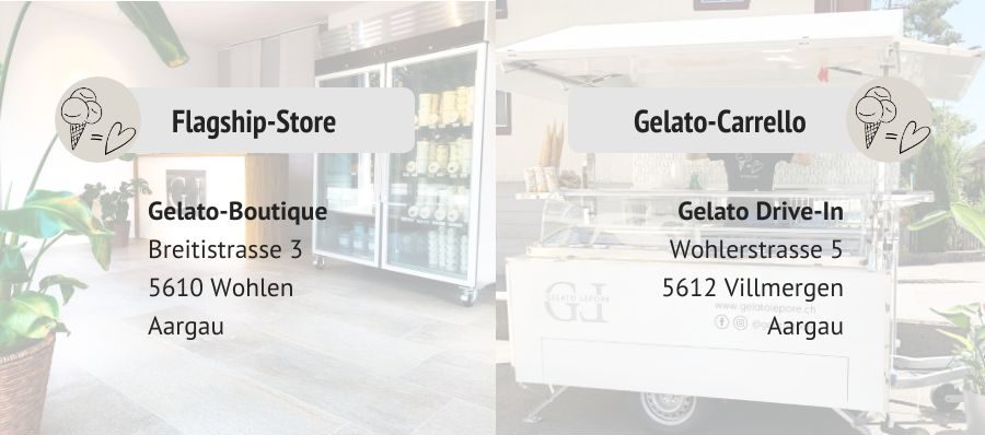 Gelato Lepore Direktverkauf im Flagship-Store sowie Gelato-Carrello