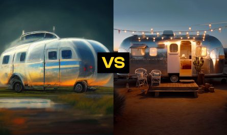 An airstream illustrated and abstract versus an airstream as a realistic photography side by side