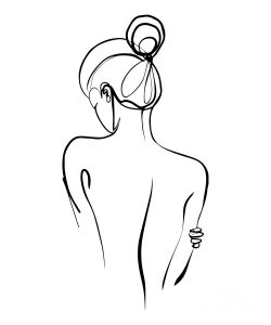 Line drawing of woman's back