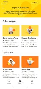 Screenshot von App Headspace Unterkategorie Yoga