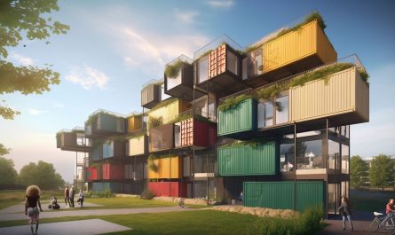 Midjourney regenerative-container houses, day light