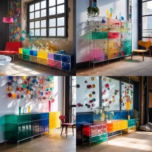 colorful USM furniture made of discarded materials