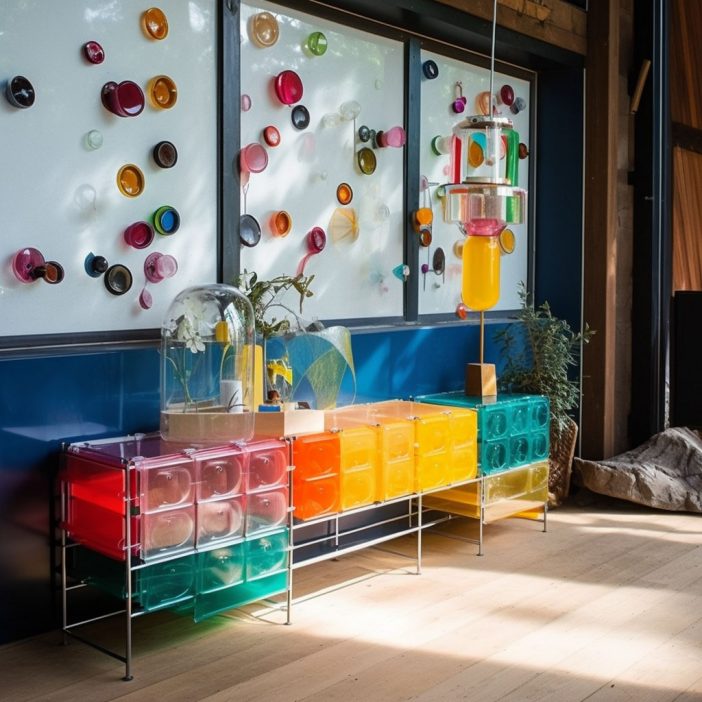 colorful USM furniture made of discarded materials