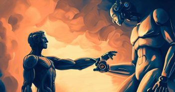 AI technology with a human touch - illustration representing the fusion of technology and humanity