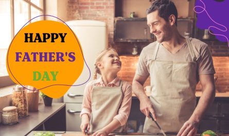 Daughter and father are cooking together at Father's Day