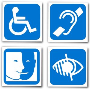 Handicap Symbole. Inklusion aller Gäste.