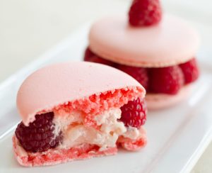 Macaron with berries and cream