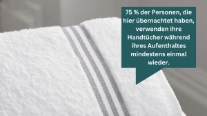 Ein bekannter Nudge ist das Wechseln vom Handtuch. 75%, der anderen Personen, haben ihr Handtuch nur 1 Mal gewechselt, erzeugt sozialen Druck und funktioniert gut.