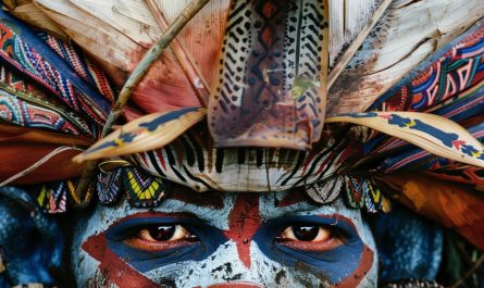 Australian aboriginal with a painted face.