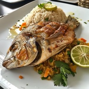 Fried fish with coconut rice