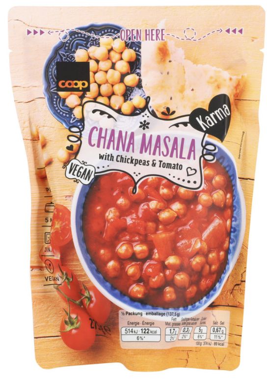 A picture of a packet of Chana Masala.
