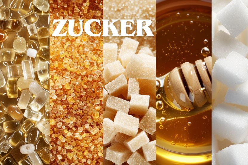 Collage von verschiedenen Zuckern