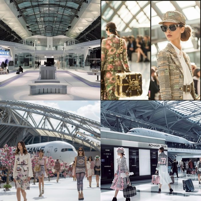 Capturing the essence of the Chanel Spring/Summer 2016 collection, these images depict the Grand Palais transformed into a chic Chanel Airlines terminal, where the runways were actual runways, and the fashion took flight with an air of sophistication unique to Chanel's jet-set style.
