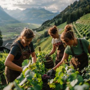 Women creating wine